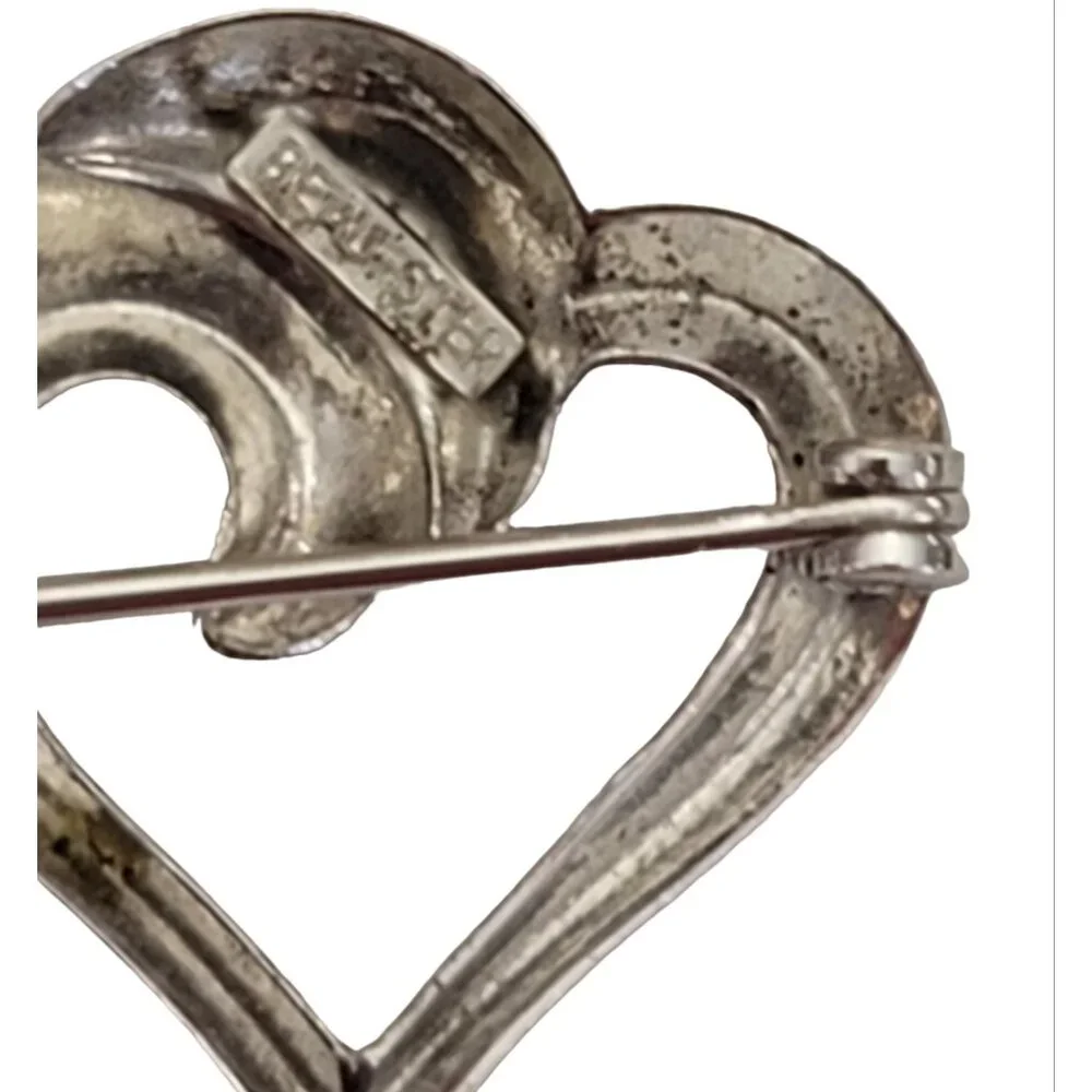 BEAU STER Sterling Silver Open Heart Pin Brooch, Signed K545